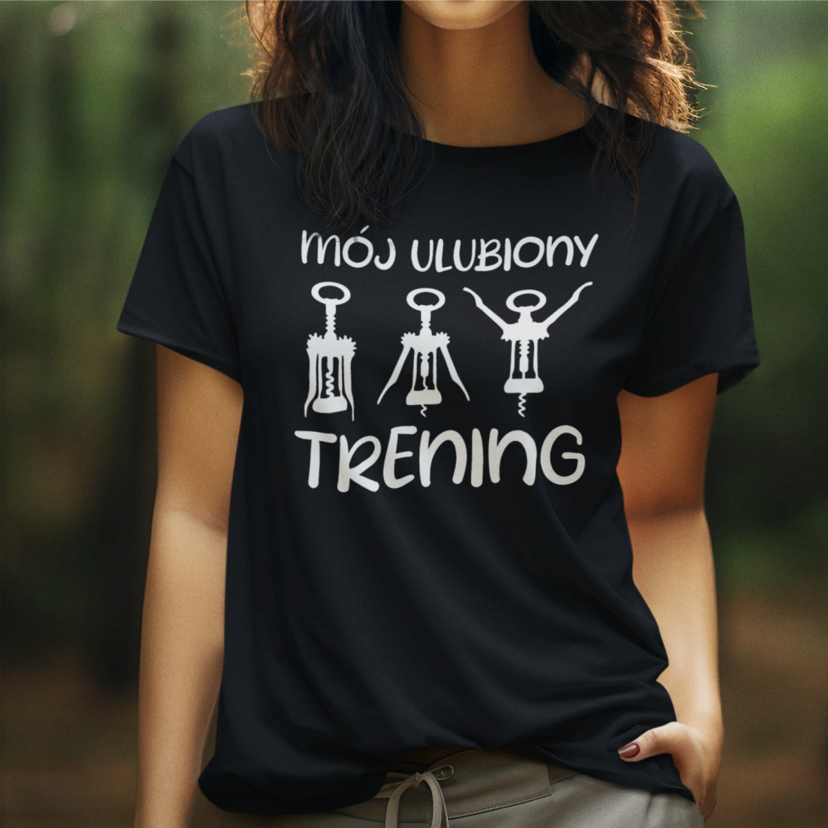 Czarny UNISEX T-shirt "Mój ulubiony trening"