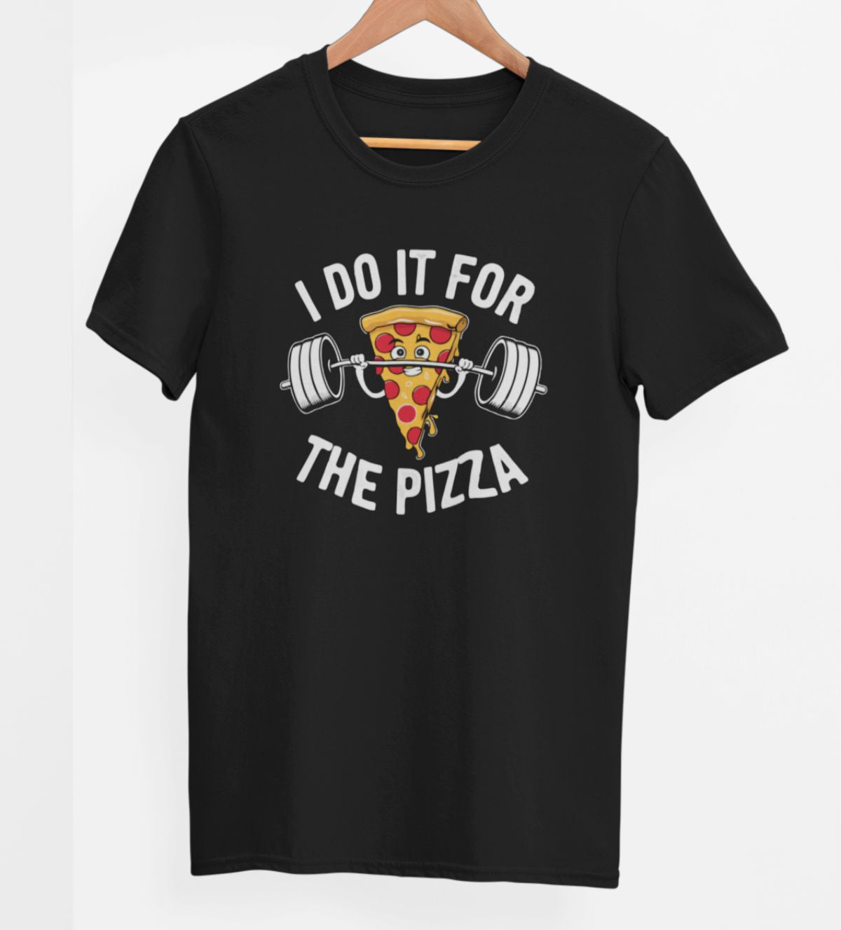 Czarna UNISEX koszulka "Do it for pizza"