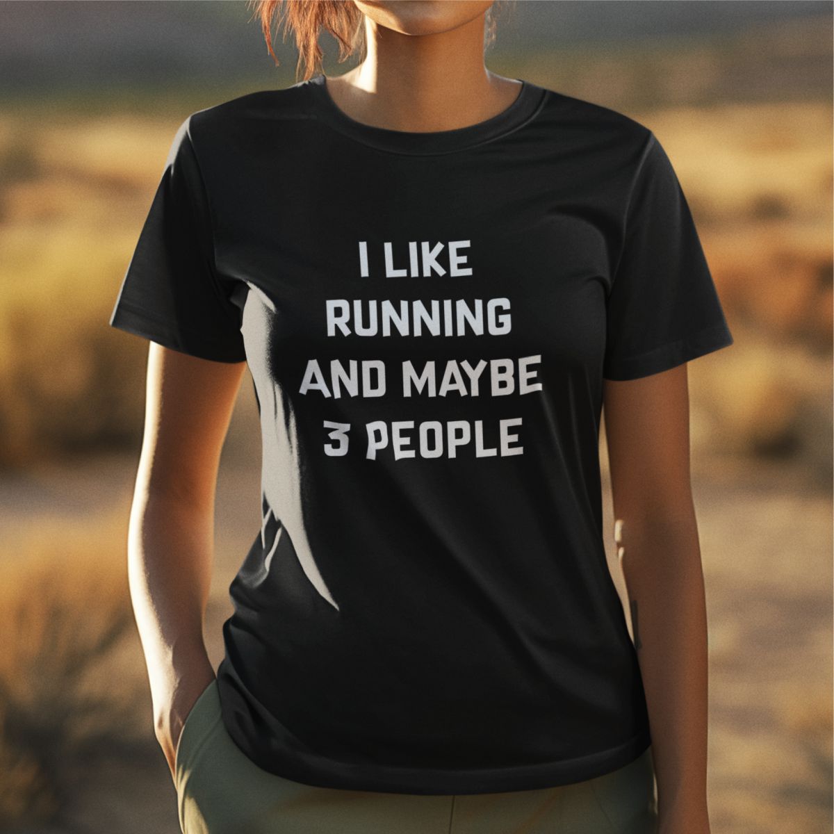 Czarna UNISEX koszulka "I like running"