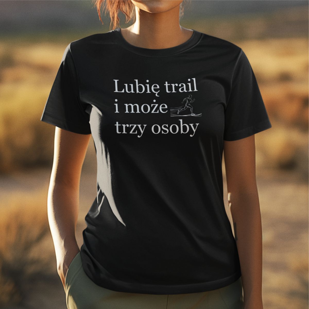 Czarna UNISEX koszulka "Lubię trail i może trzy osoby"