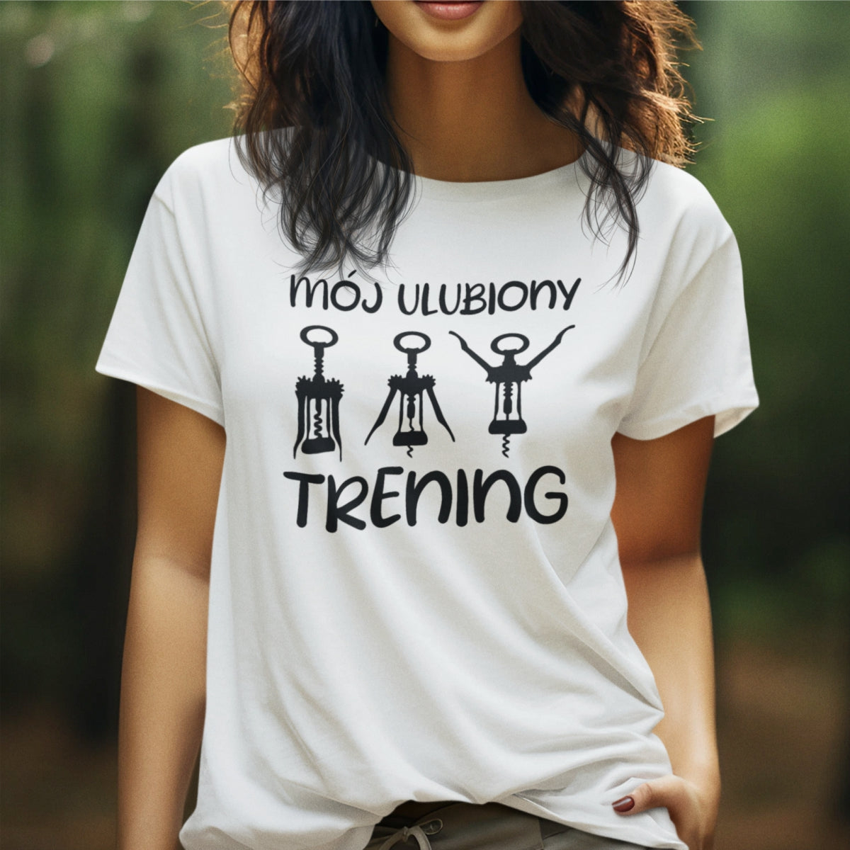 Biały UNISEX T-shirt "Mój ulubiony trening"