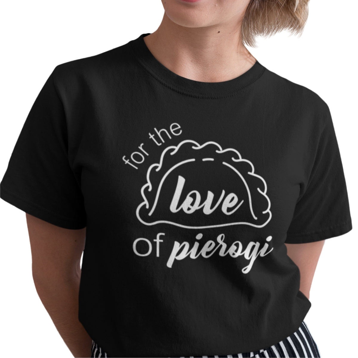 Czarna UNISEX koszulka "For the love of pierogi"