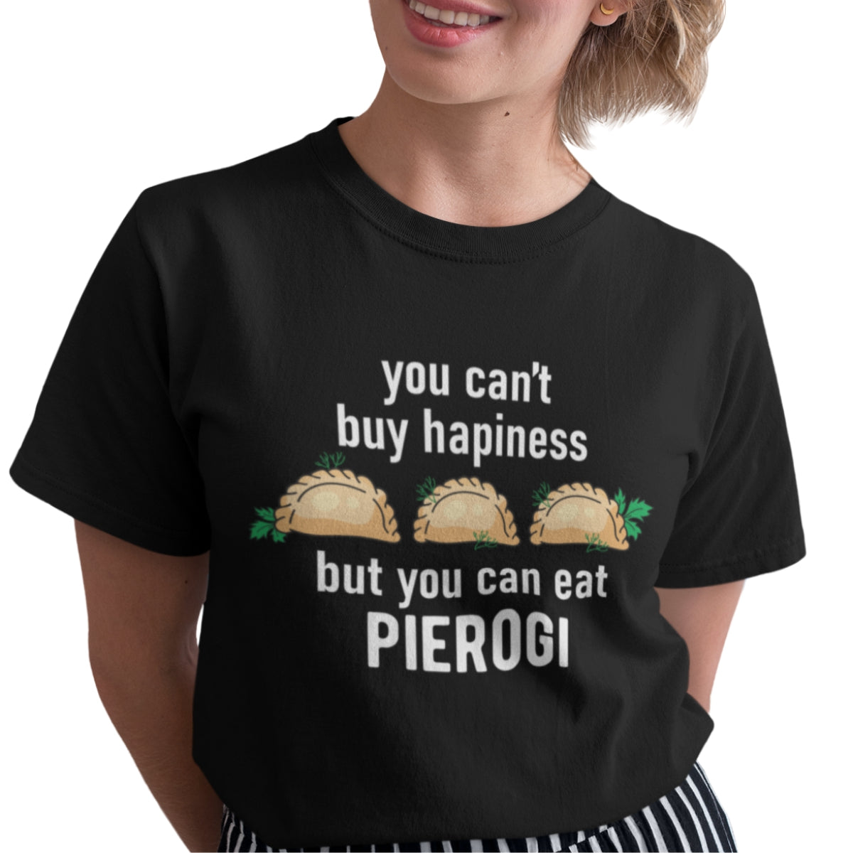 Czarna UNISEX koszulka "You can eat pierogi"