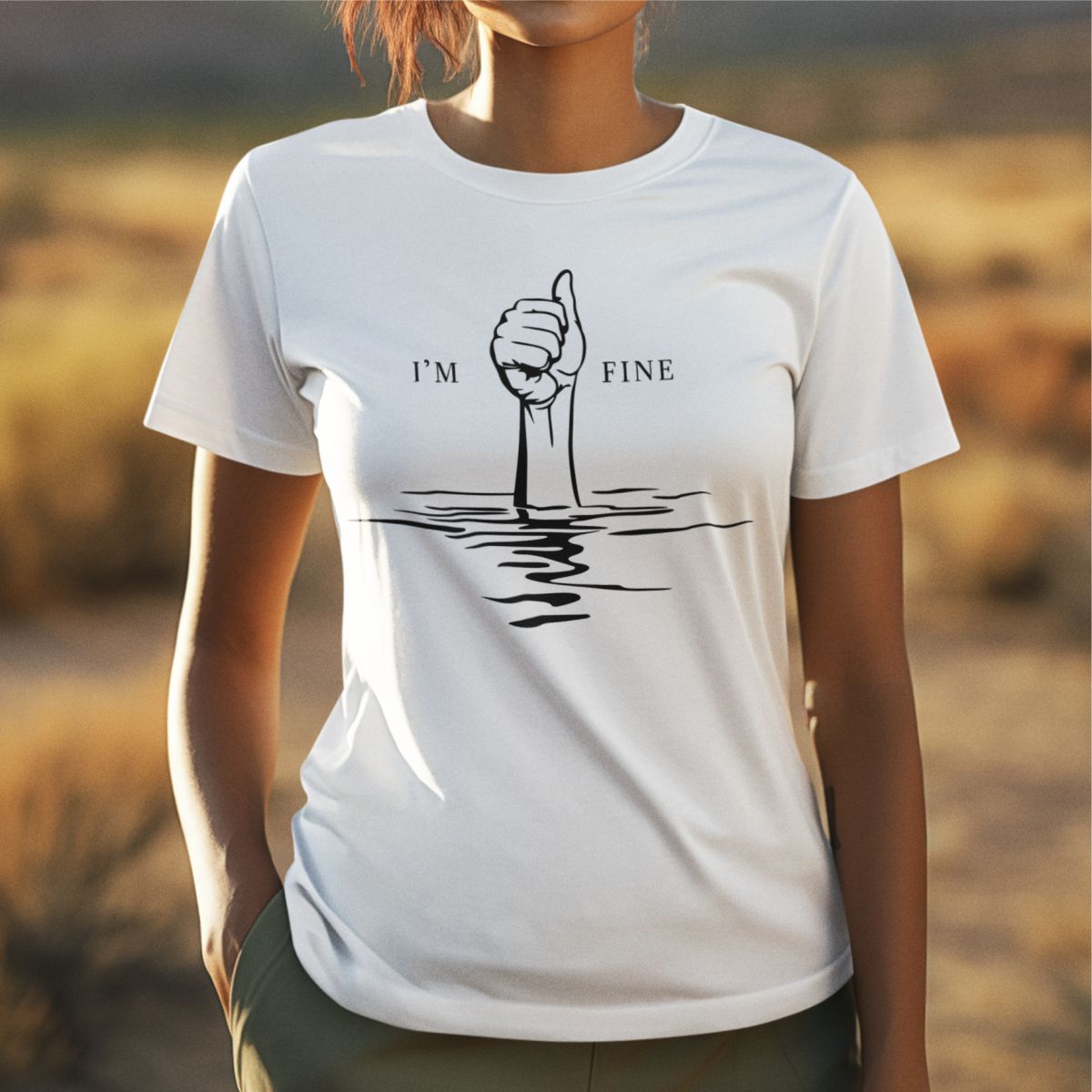 Biała UNISEX koszulka "I'm fine"