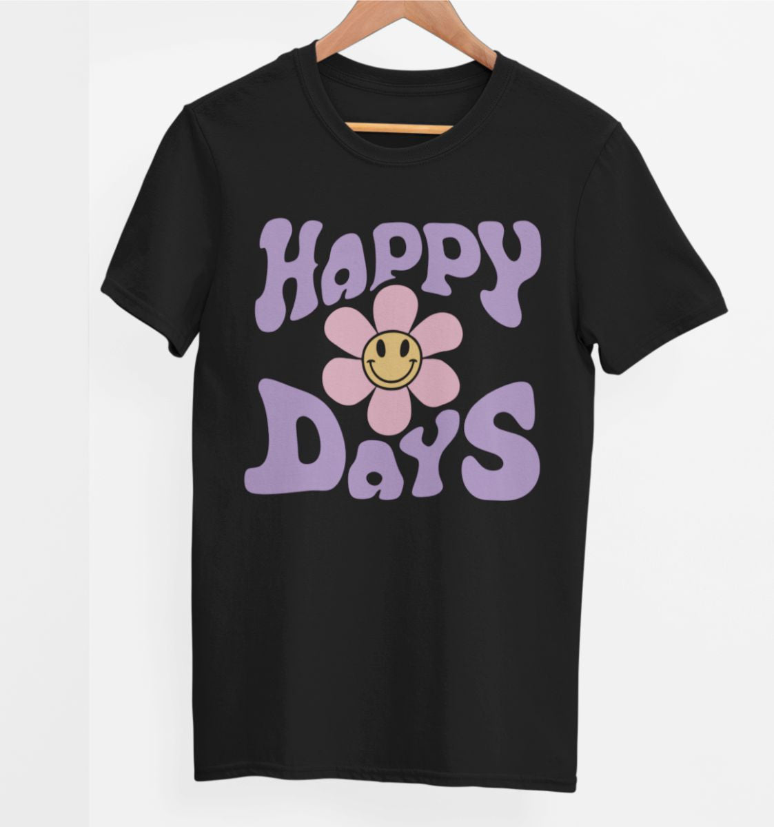 Czarna UNISEX koszulka "Happy days"