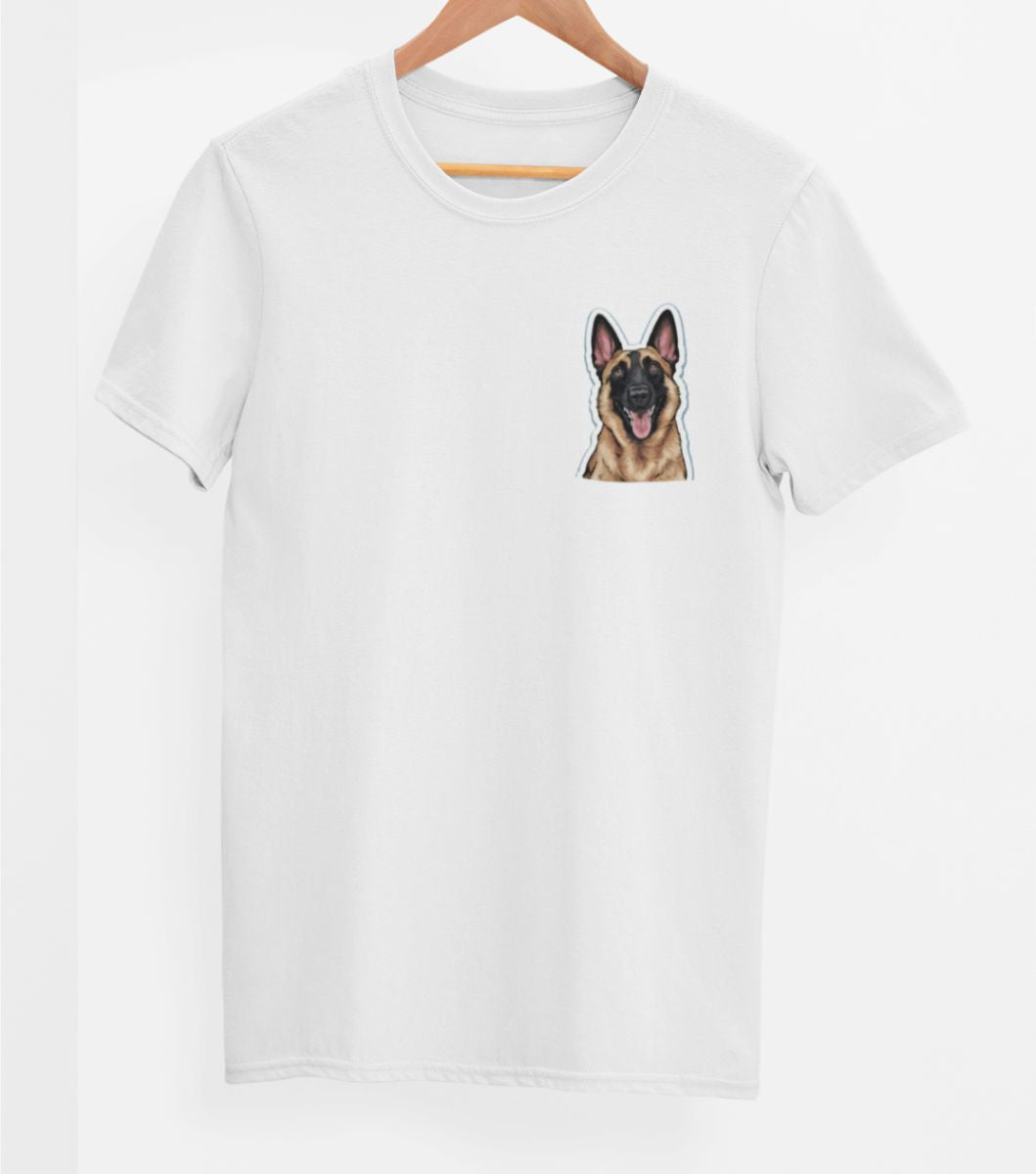 Biała UNISEX koszulka "Owczarek Belgijski Malinois"