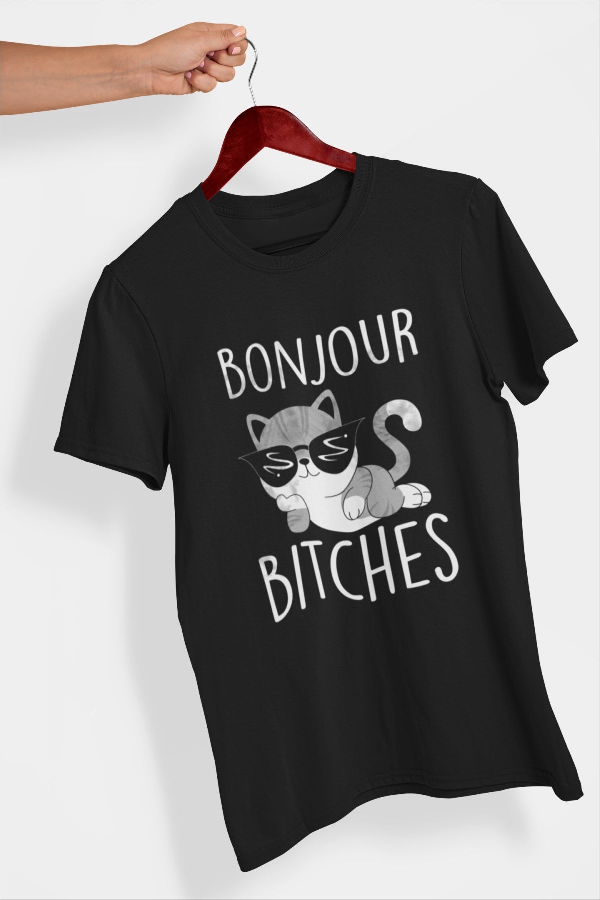 Czarna UNISEX koszulka "Bonjour bitches". Ostatnie sztuki