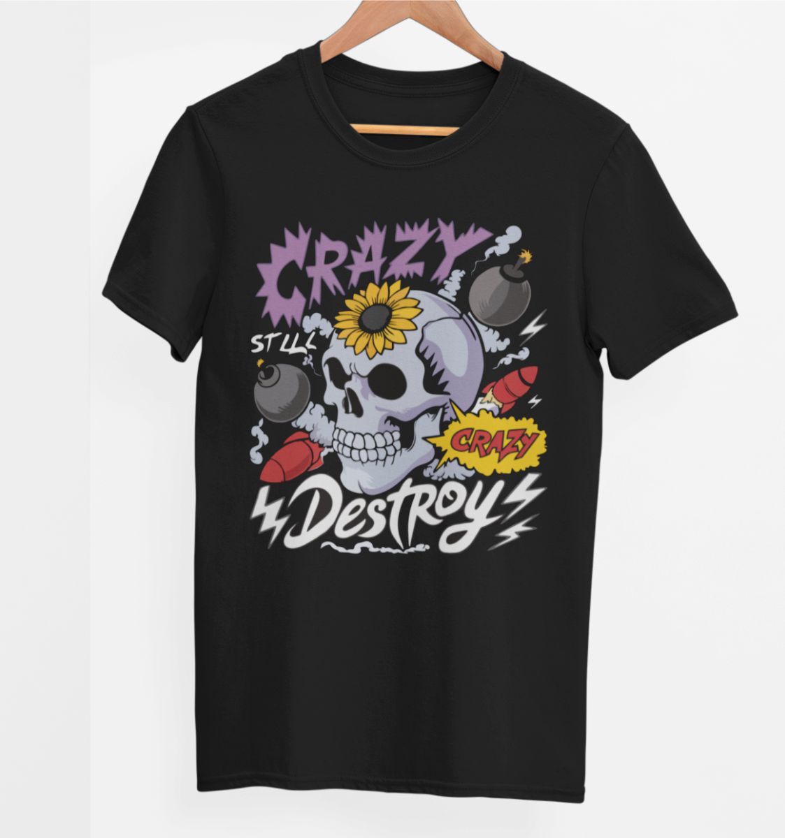 Czarna UNISEX koszulka "Crazy destroy"