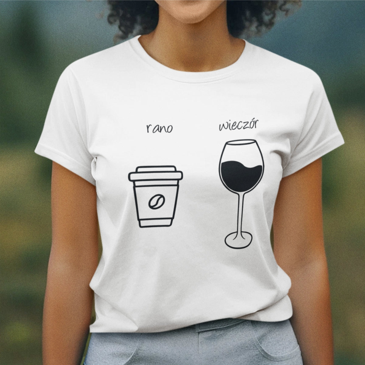 Biały UNISEX T-shirt "Rano i wieczór"