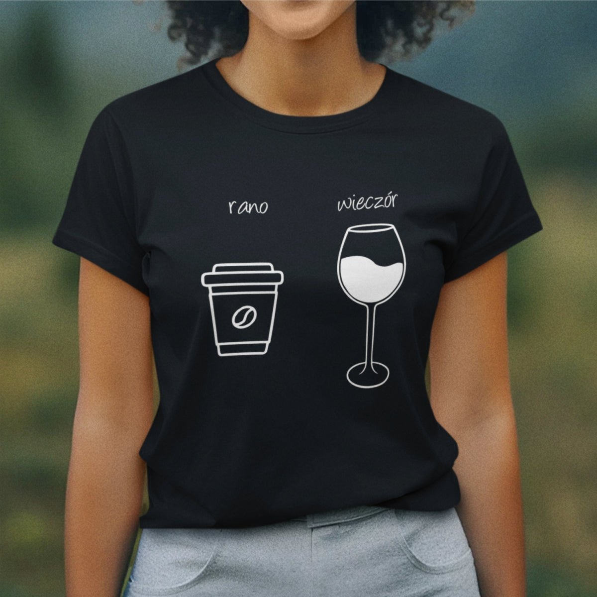 Czarny UNISEX T-shirt "Rano i wieczór"