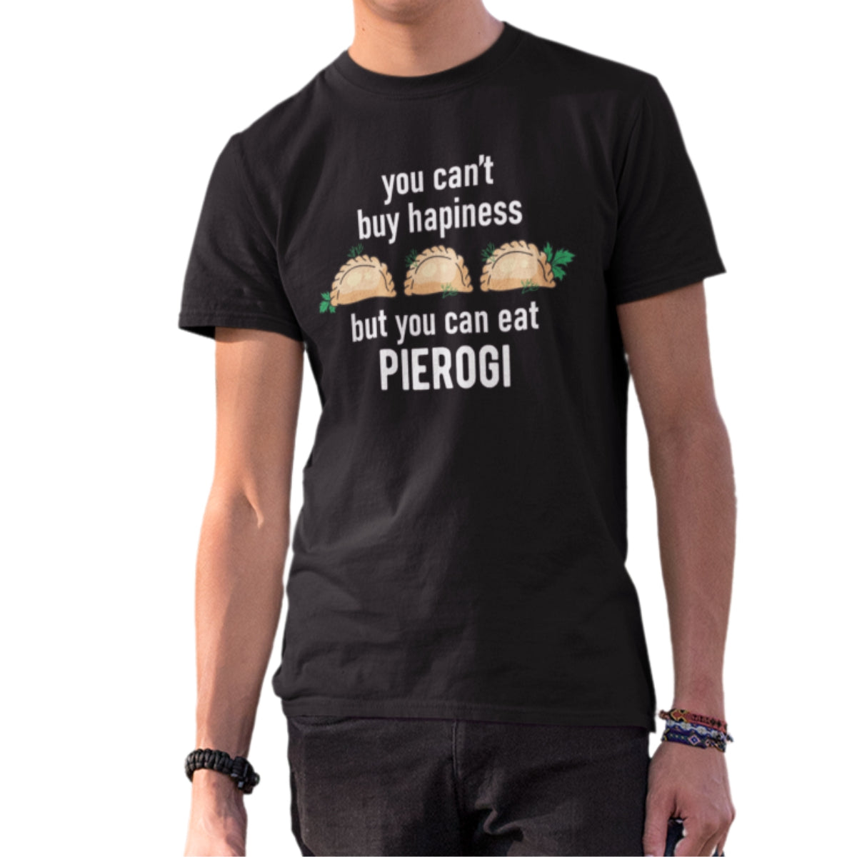 Czarna UNISEX koszulka "You can eat pierogi"