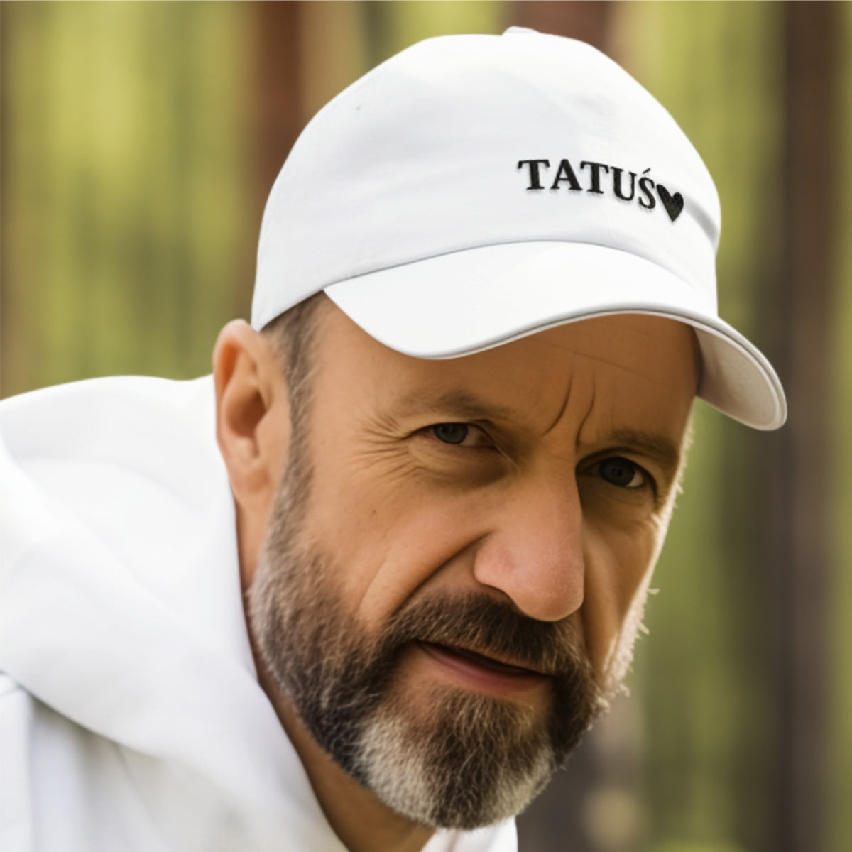 Biała czapka "Tatuś z sercem"