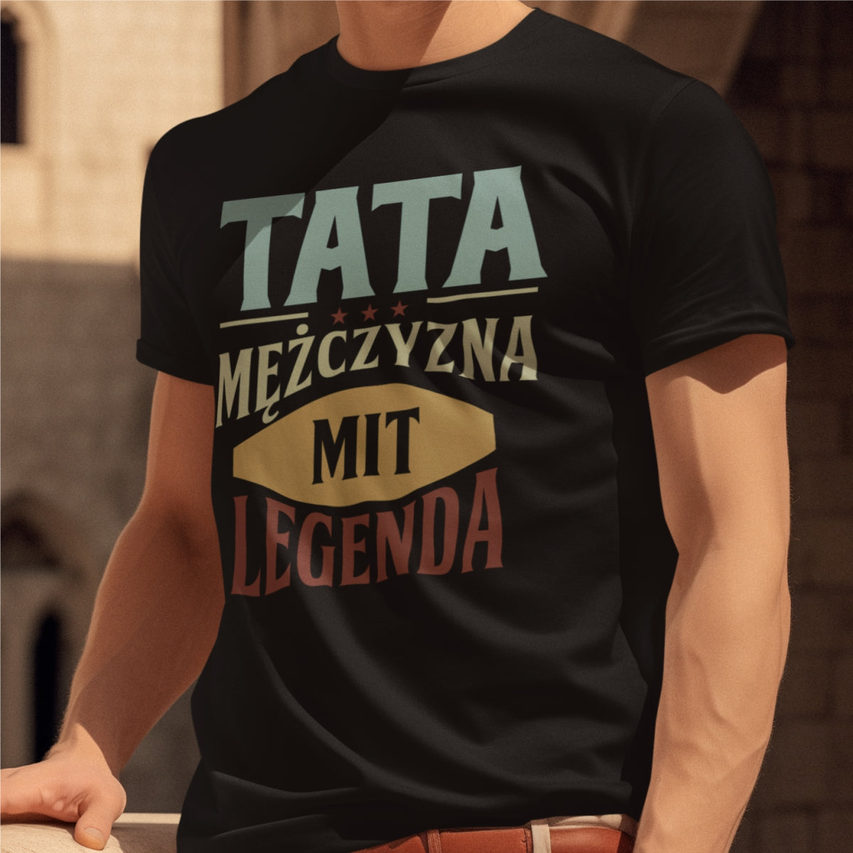 Czarna UNISEX koszulka "Tata to mit"