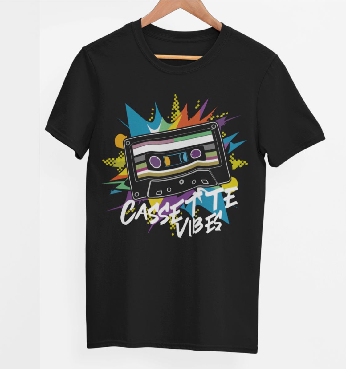 Czarna UNISEX koszulka "Cassette vibes"