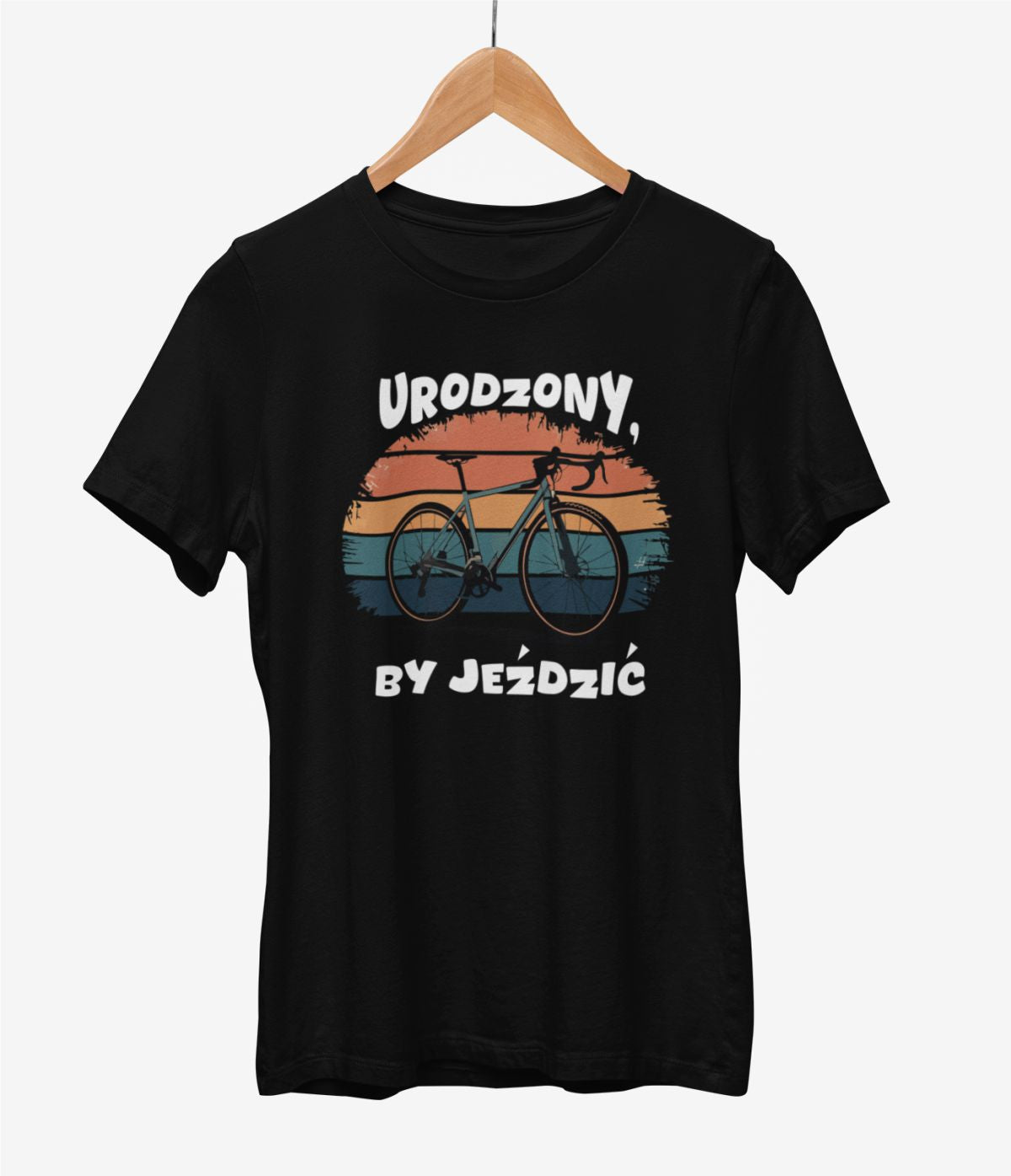 Czarna UNISEX koszulka "Urodzony, by jeździć 2"