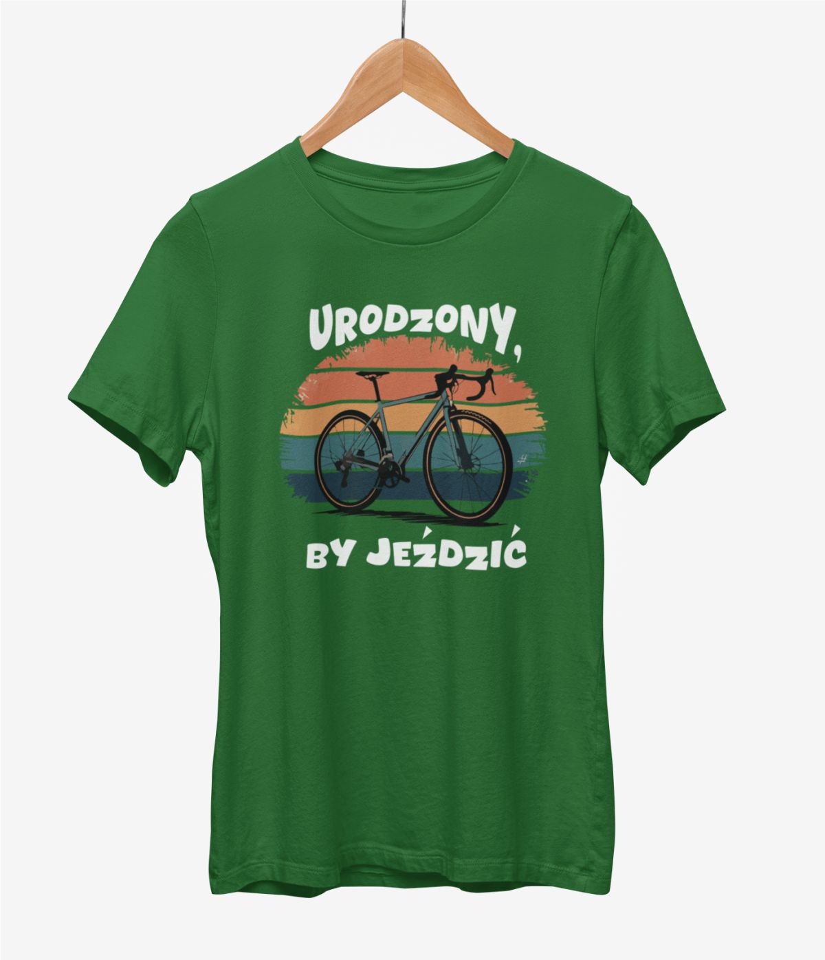 Ciemnozielona UNISEX koszulka "Urodzony, by jeździć 2"