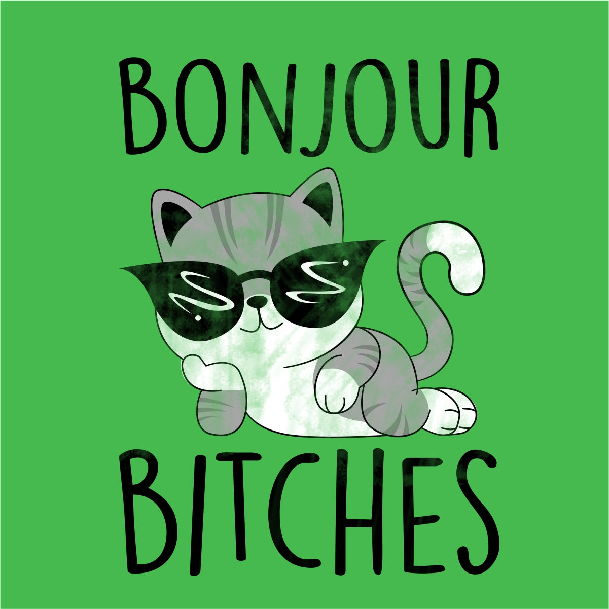 Limonkowa koszulka Bonjour bitches kitty