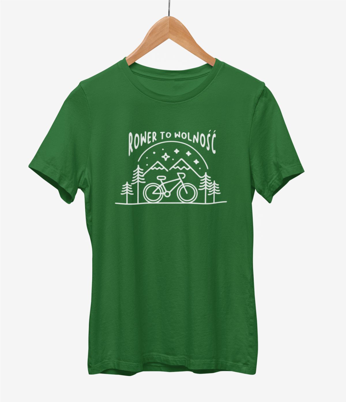 Ciemnozielona UNISEX koszulka "Rower to wolność"