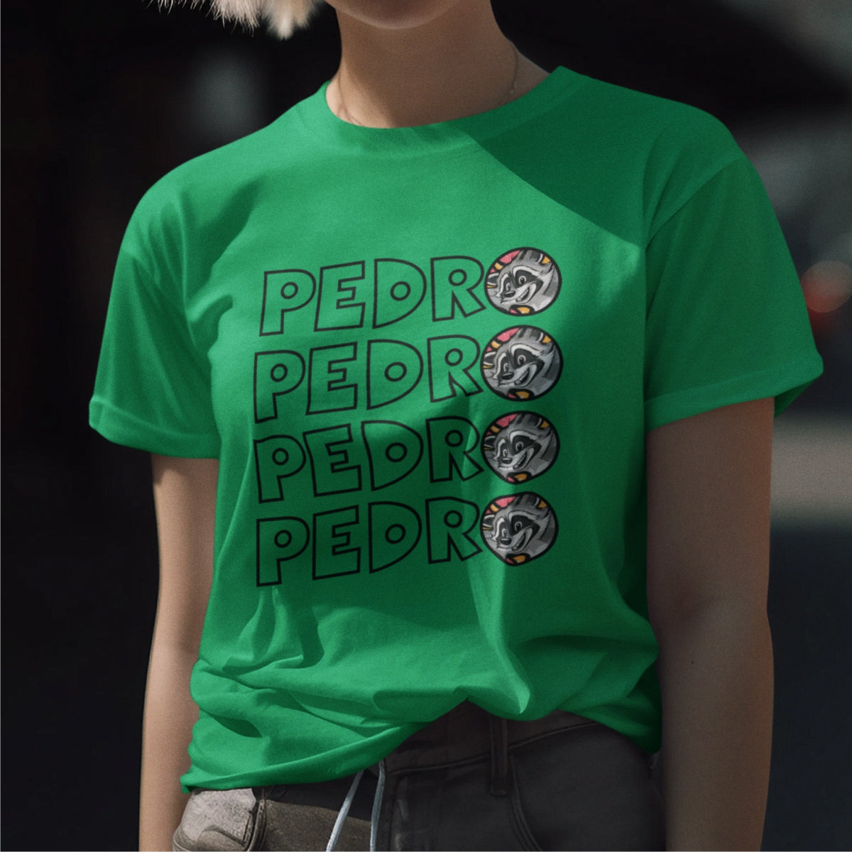 Zielona UNISEX koszulka Pedro Pedro Racoon