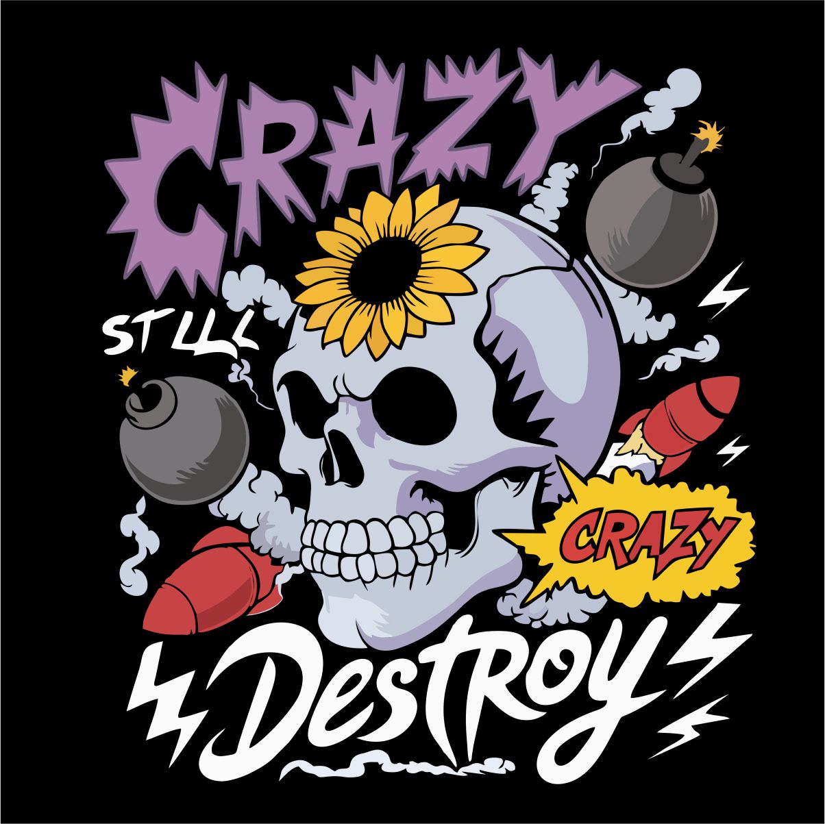 Czarna UNISEX koszulka "Crazy destroy"