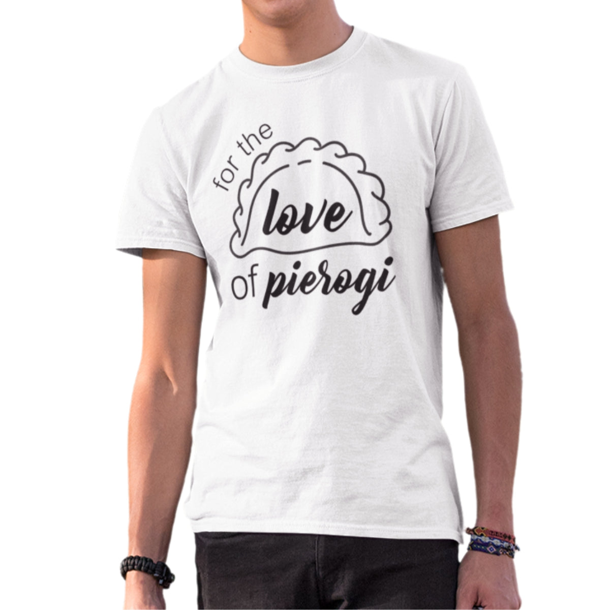 Biała UNISEX koszulka "For the love of pierogi"