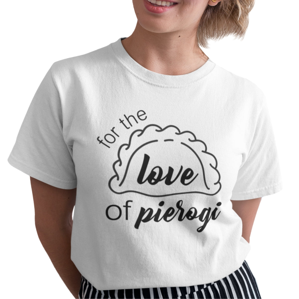 Biała UNISEX koszulka "For the love of pierogi"