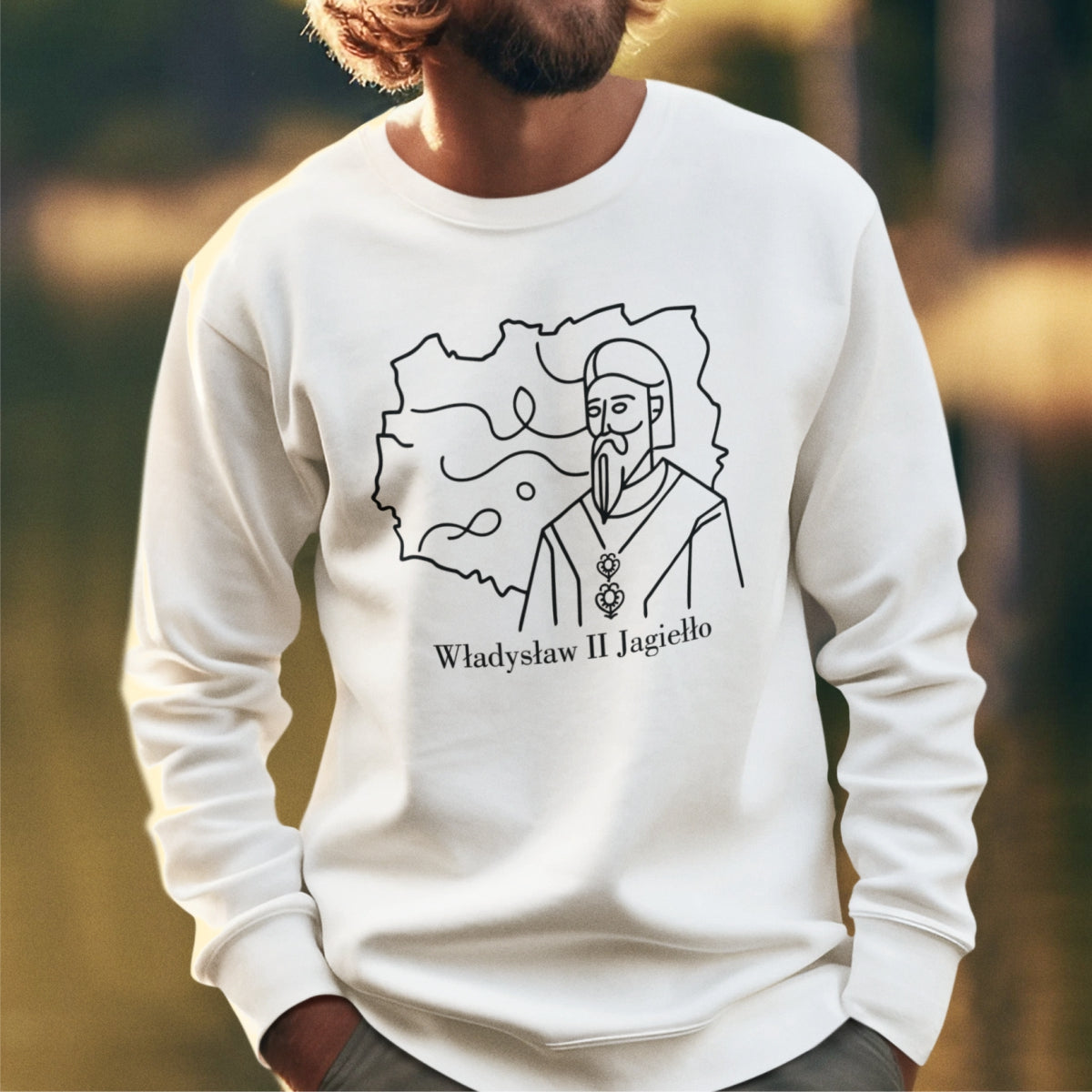 Biała UNISEX bluza "Władysław II Jagiełło"