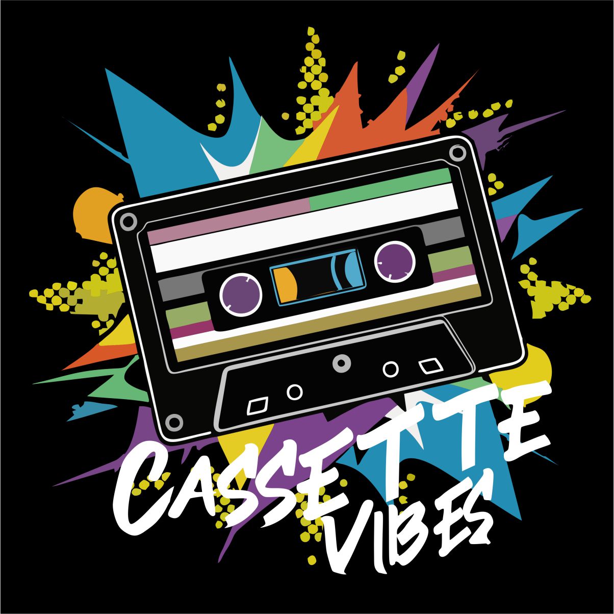 Czarna UNISEX koszulka "Cassette vibes"