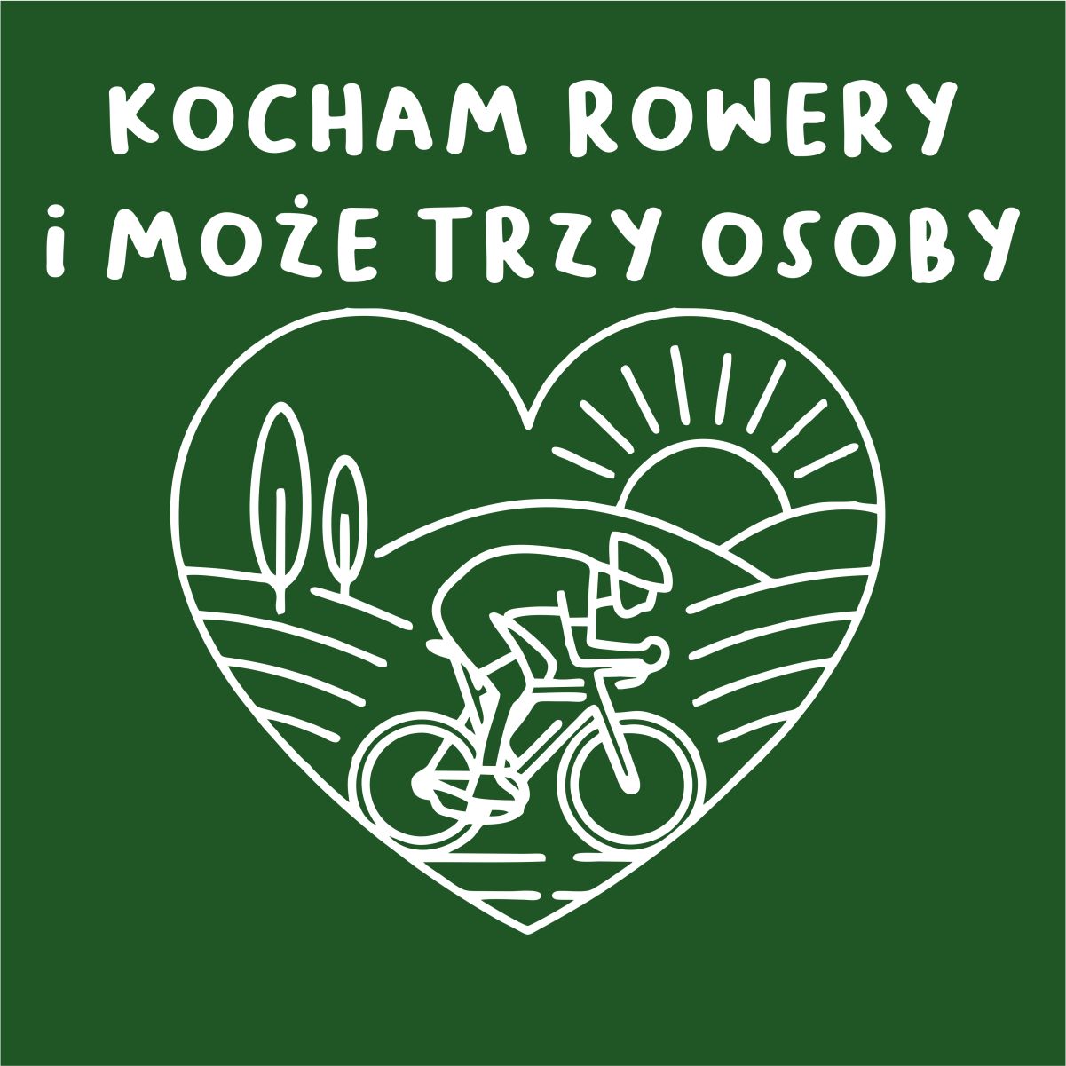 Ciemnozielona UNISEX koszulka "Kocham rowery i może trzy osoby"