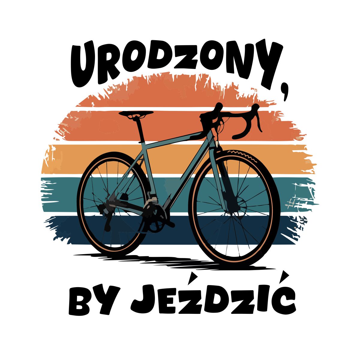 Biała UNISEX koszulka "Urodzony, by jeździć 2"