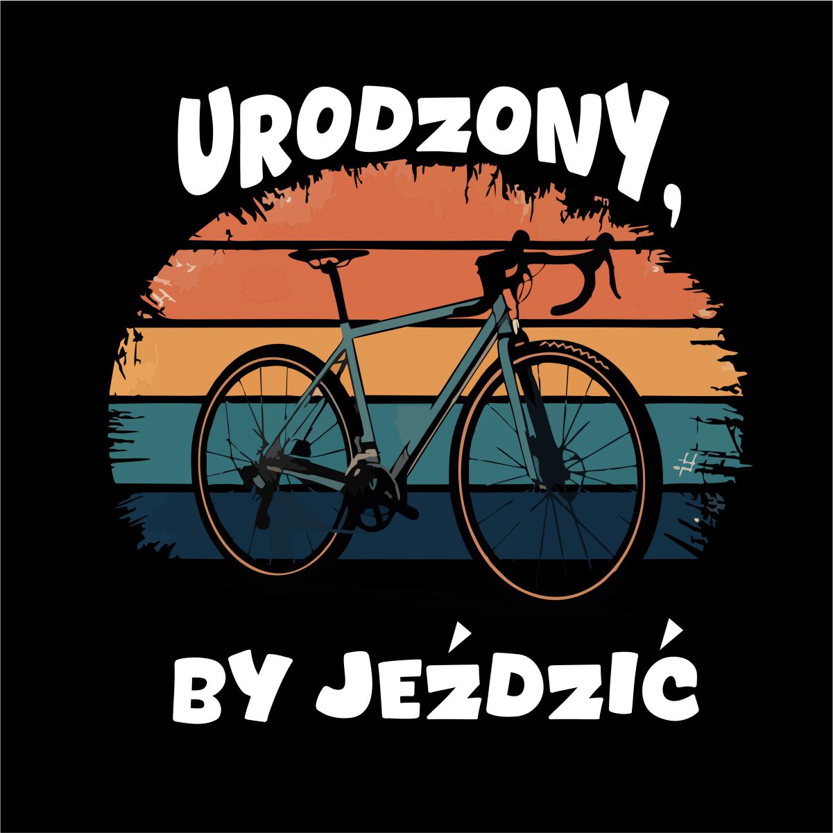 Czarna UNISEX koszulka "Urodzony, by jeździć 2"