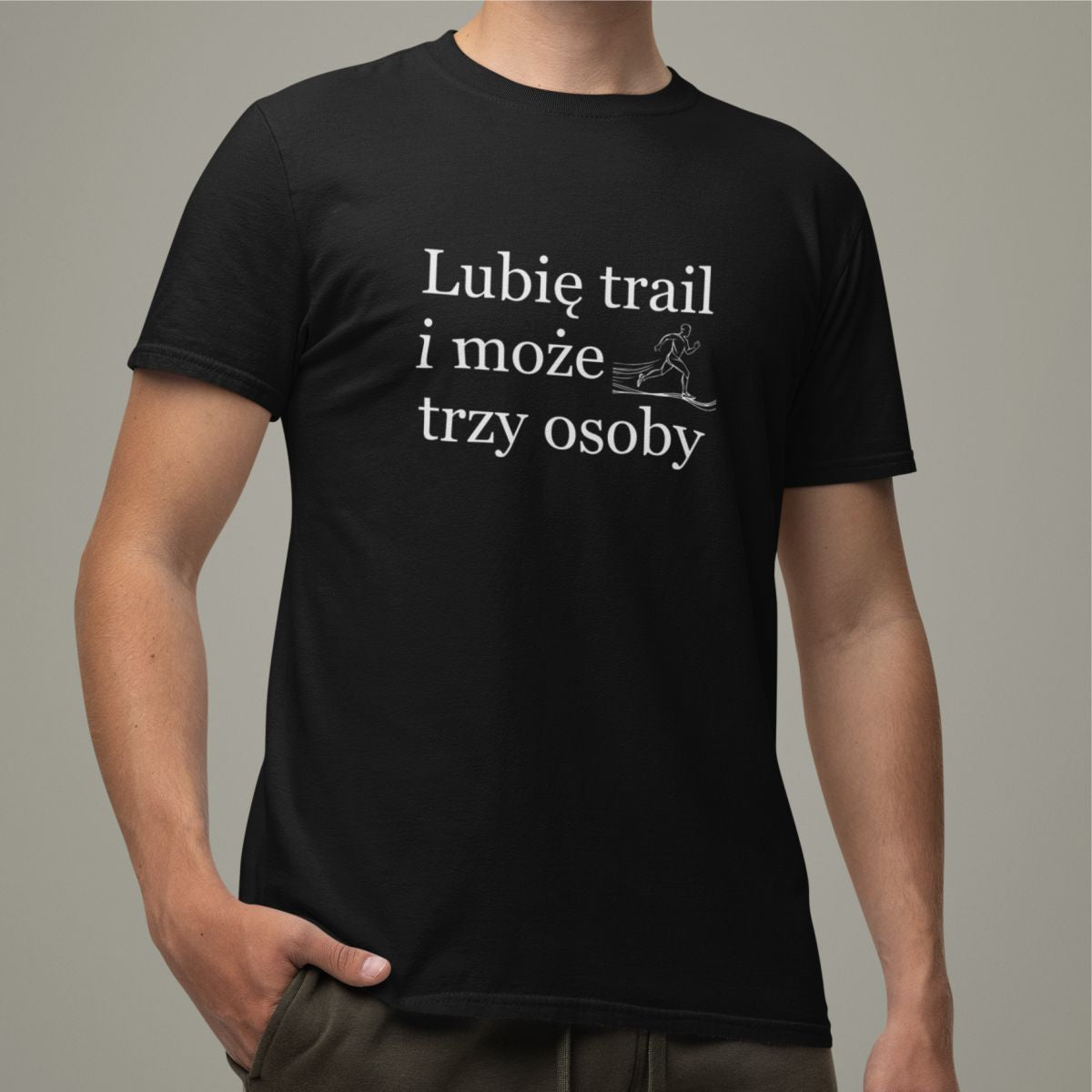 Czarna UNISEX koszulka "Lubię trail i może trzy osoby"