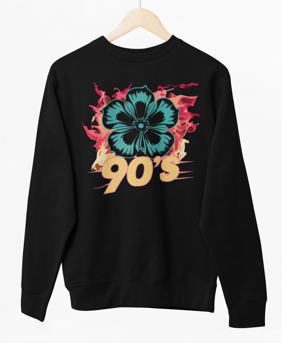 Bluza UNISEX czarna "90's flower"