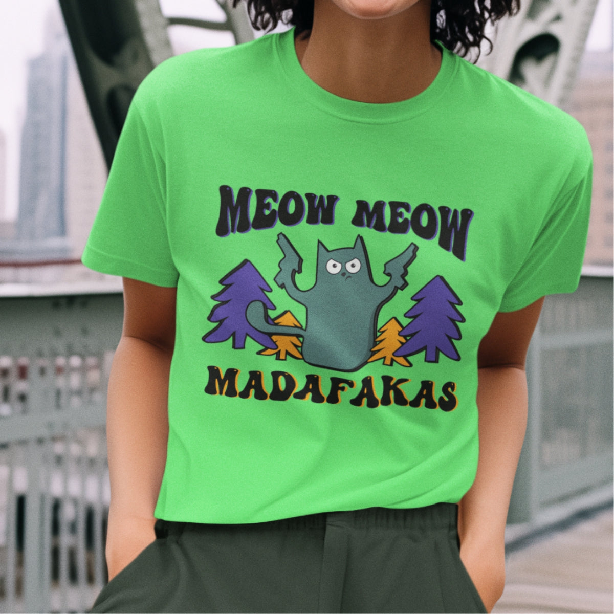 Limonkowa koszulka Meow meow madafakas nowy