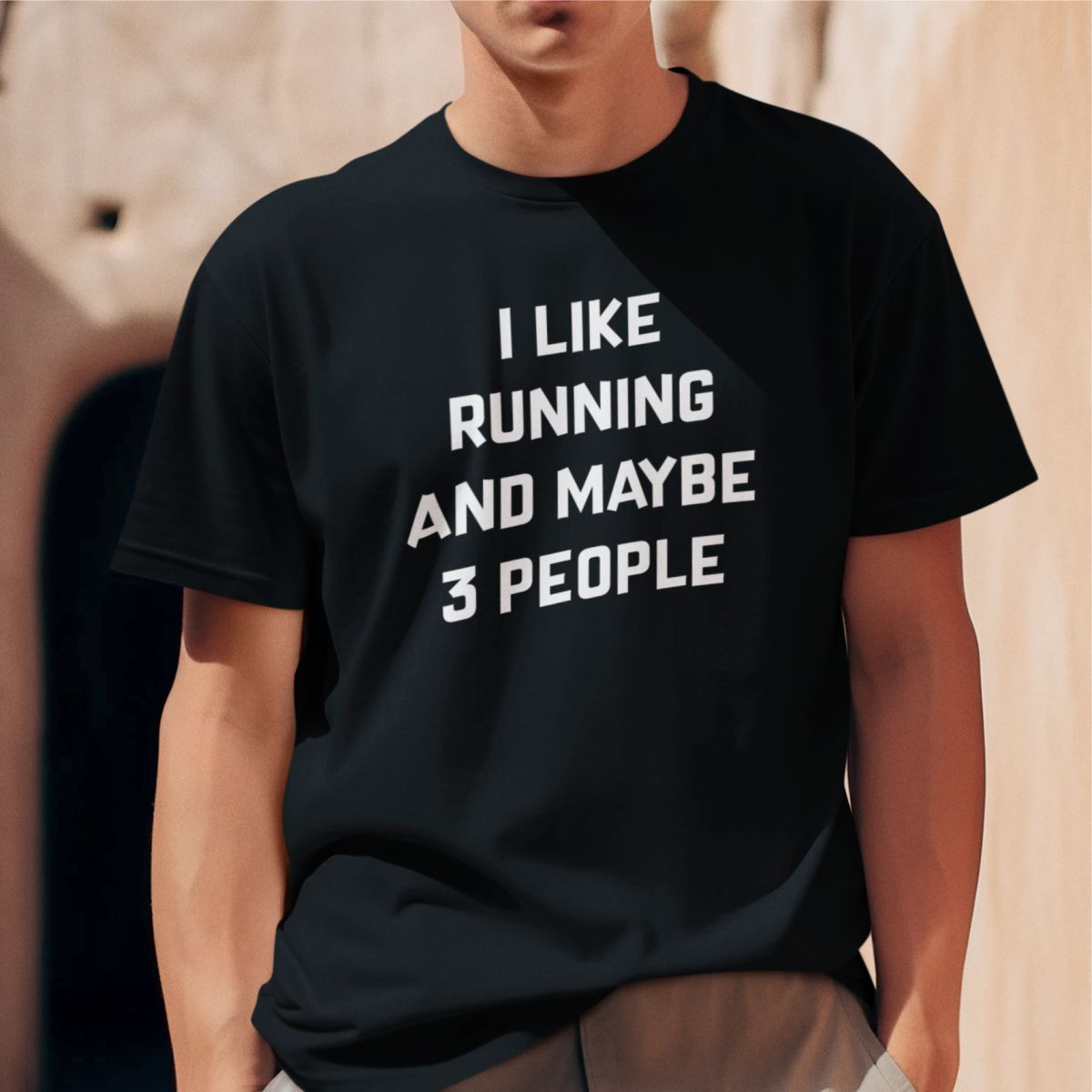 Czarna UNISEX koszulka "I like running"