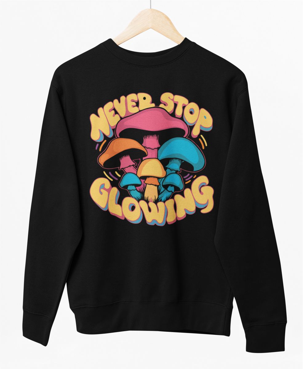 Bluza UNISEX czarna "Never stop glowing"