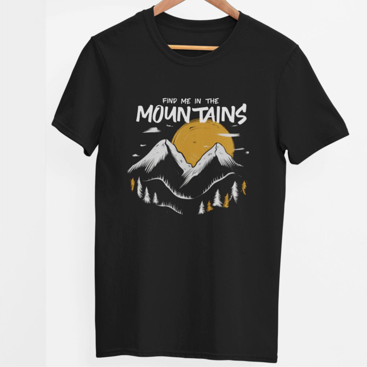 Czarna UNISEX koszulka "Find me in the mountains"