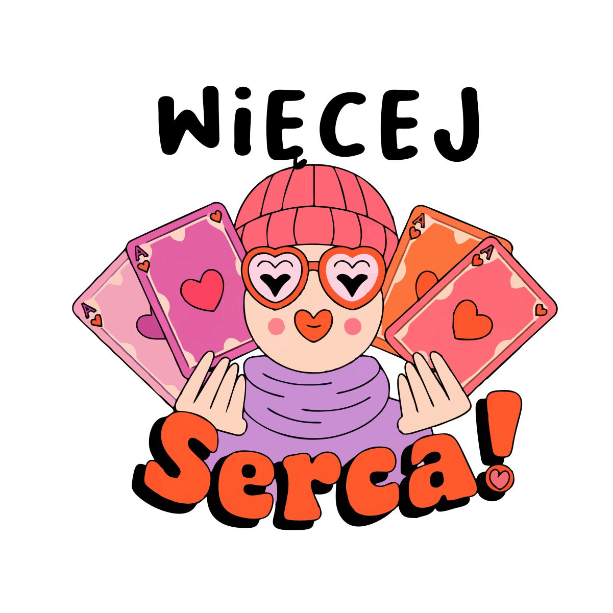 Biała koszulka z nadrukiem na plecach "Więcej serca"