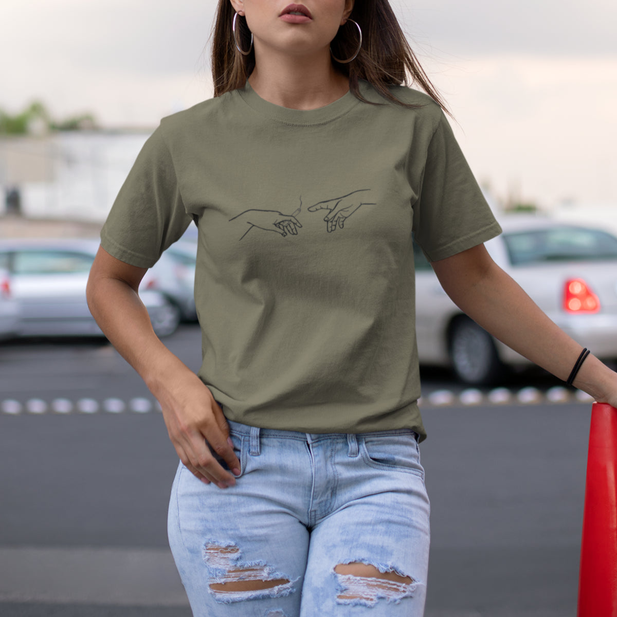 Khaki UNISEX T-shirt Cigarette