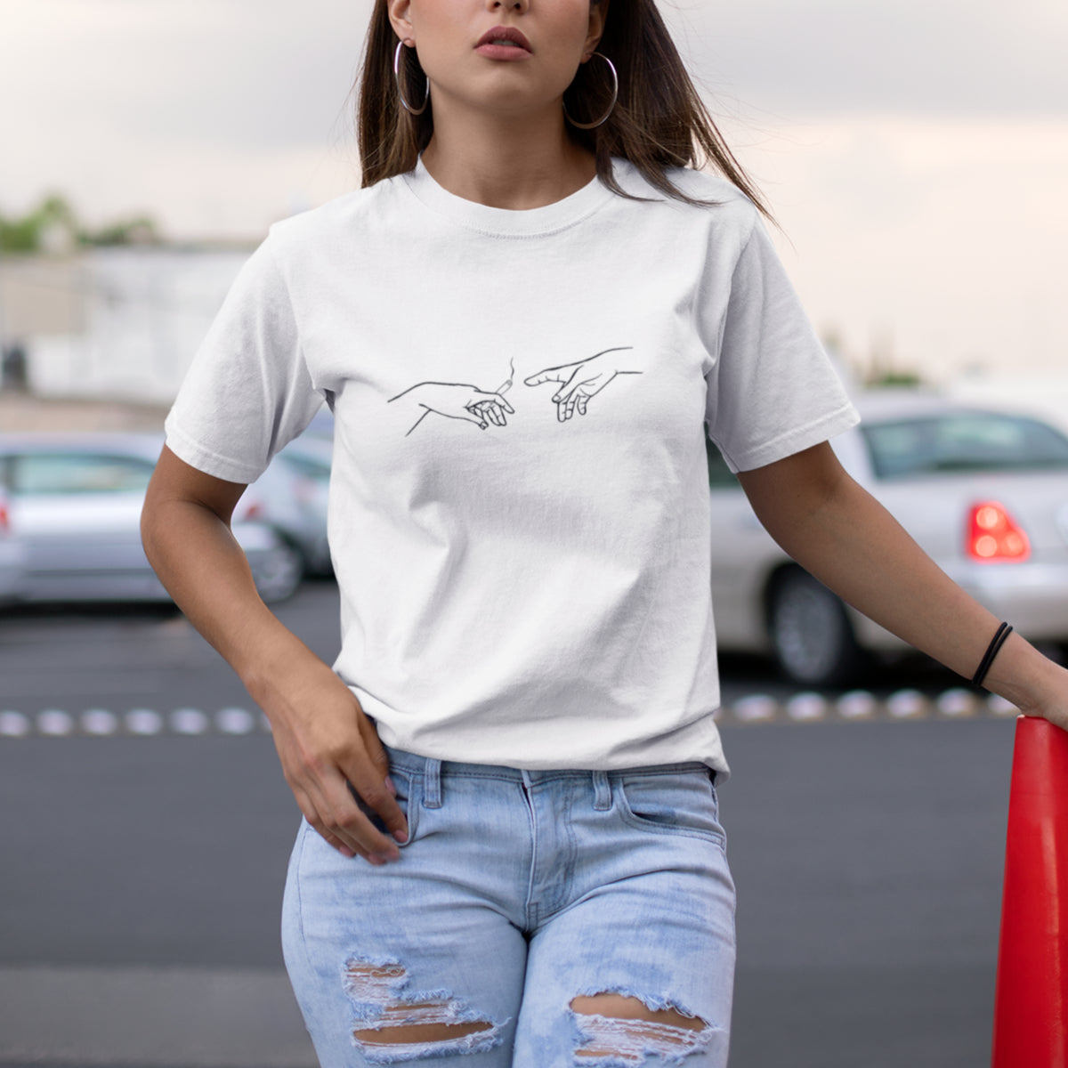 Biała UNISEX T-shirt Cigarette