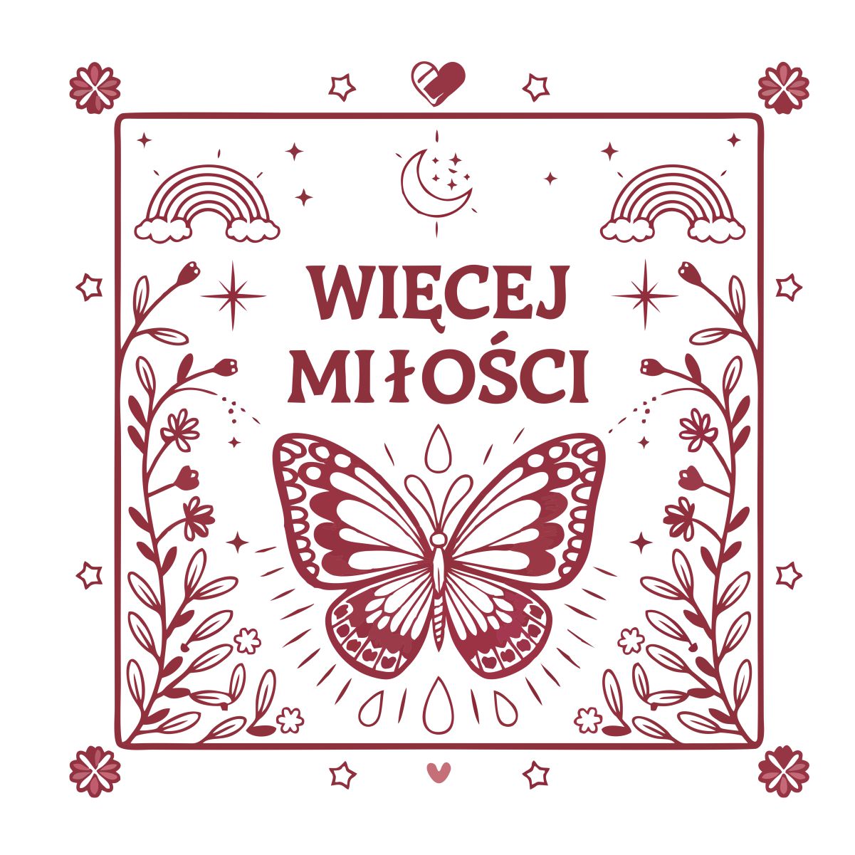 Biała koszulka z nadrukiem na plecach "Więcej miłości"