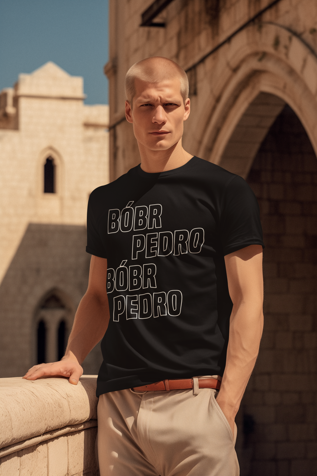 Czarna UNISEX koszulka "BÓBER PEDRO"