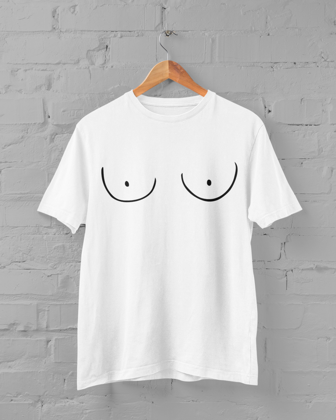 Biały UNISEX T-shirt Boobs (Wydrukowane. Wysyłamy od razu.)