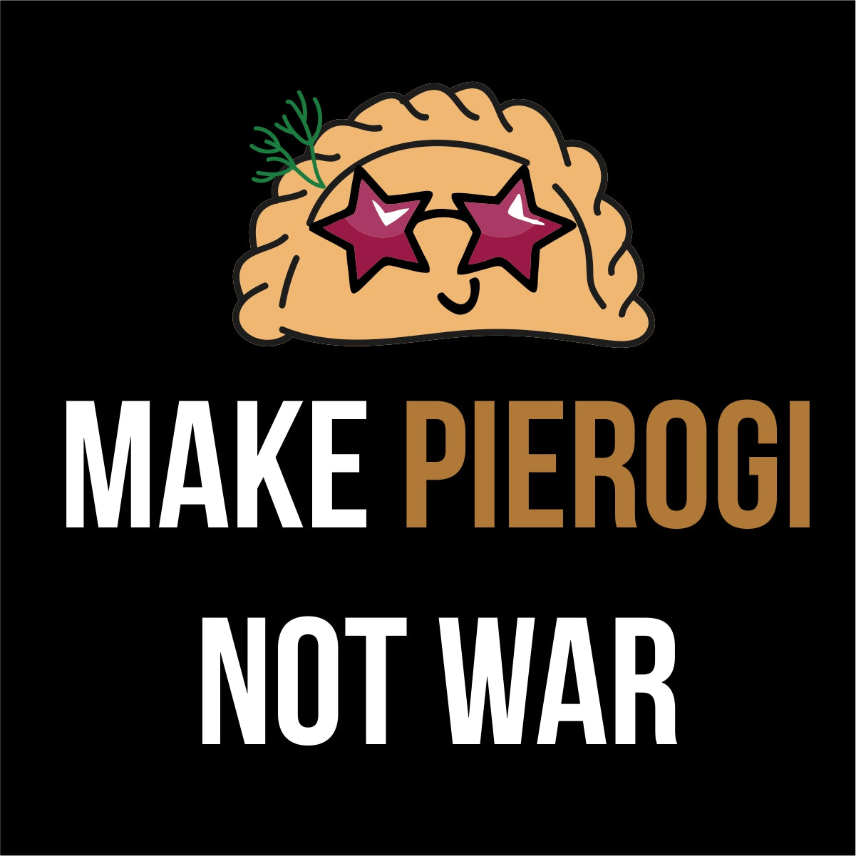 Czarna UNISEX koszulka "Make pierogi not war"