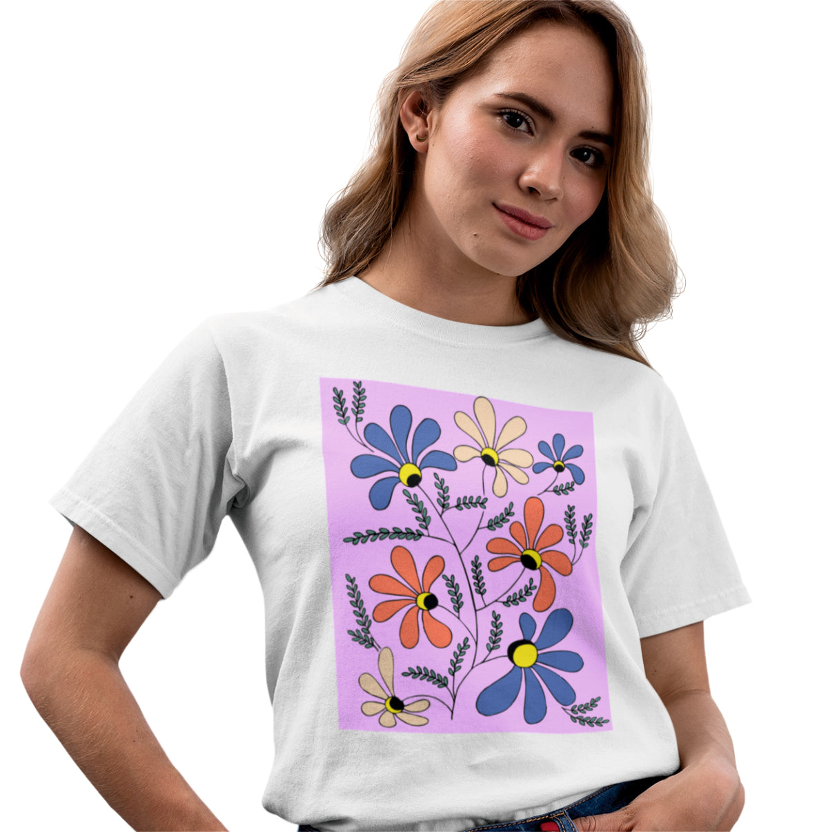 Biały UNISEX T-shirt "Kwiaty"