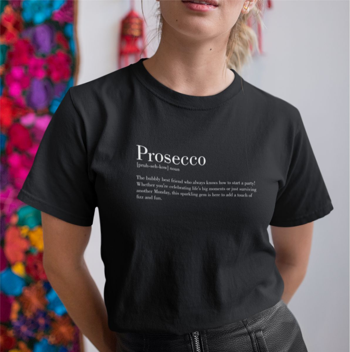 Czarna UNISEX koszulka "Prosecco"