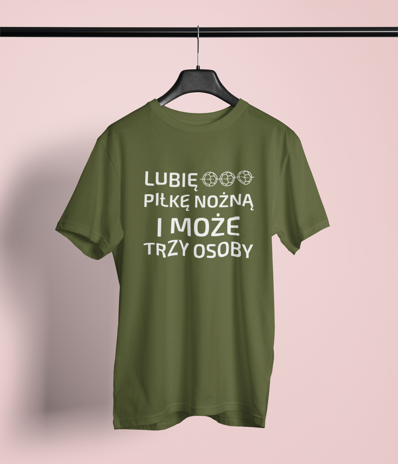 Ciemnozielona UNISEX koszulka "Lubię piłkę nożną i może trzy osoby"