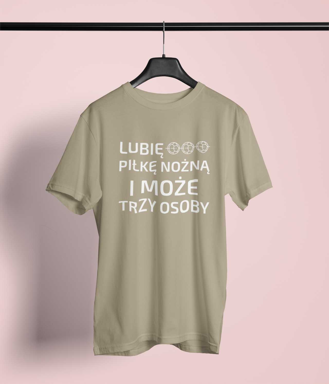 Khaki UNISEX koszulka "Lubię piłkę nożną i może trzy osoby"