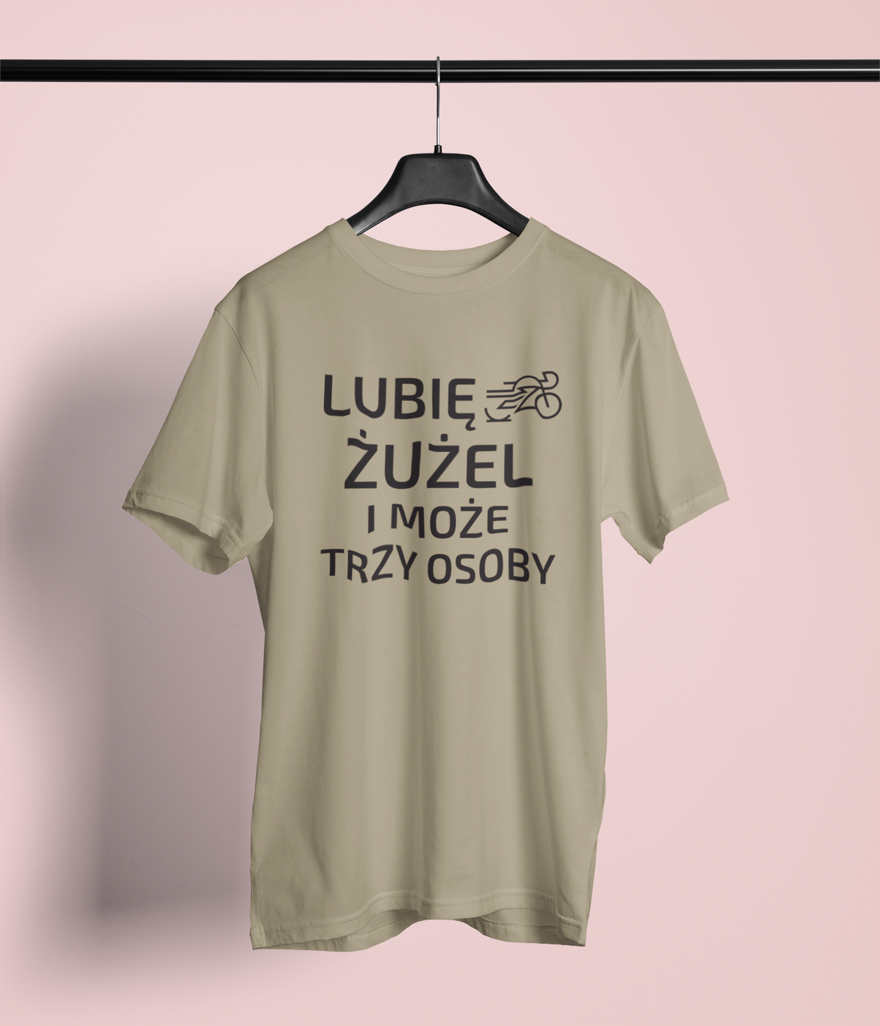 Khaki UNISEX koszulka "Lubię żużel i może trzy osoby"