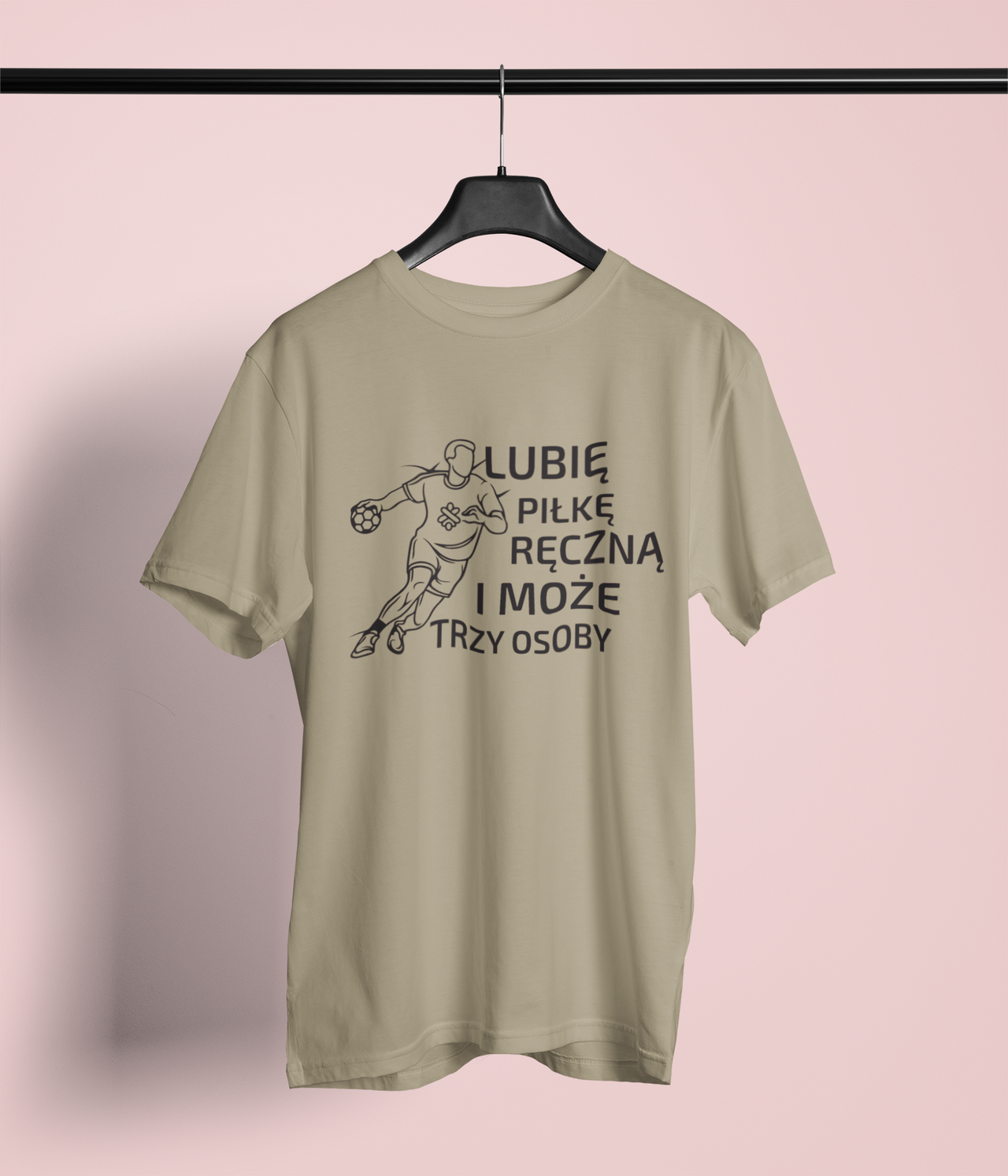 Khaki UNISEX koszulka "Lubię piłkę ręczną i może trzy osoby"